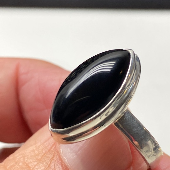 🆕 BLACK ONYX 🖤🖤🖤RING SIZE 8 IN SOLID STERLING SILVER 925 - Picture 3 of 4
